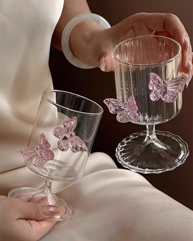 Designed for dreamers and romantics, each goblet boasts a clear, high-quality glass base with unique butterfly ornaments that make it as much art as it is functional drinkware.