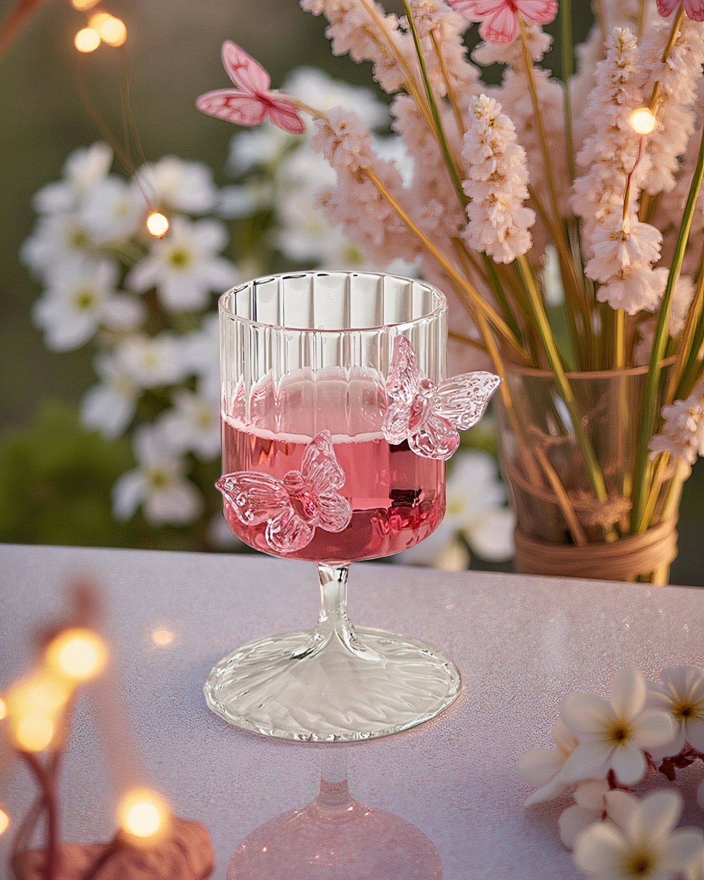 Designed for dreamers and romantics, each goblet boasts a clear, high-quality glass base with unique butterfly ornaments that make it as much art as it is functional drinkware.
