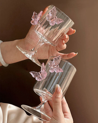 Designed for dreamers and romantics, each goblet boasts a clear, high-quality glass base with unique butterfly ornaments that make it as much art as it is functional drinkware.
