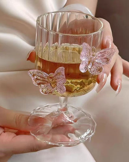 Designed for dreamers and romantics, each goblet boasts a clear, high-quality glass base with unique butterfly ornaments that make it as much art as it is functional drinkware.
